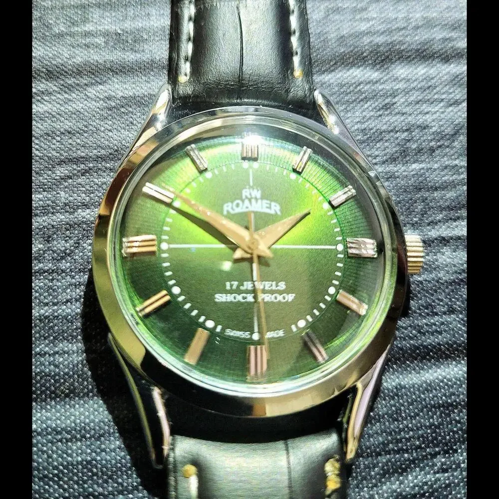 RARE Roamer Manual Wind‎ Swiss Watch Restored SLV-GRN-BLK